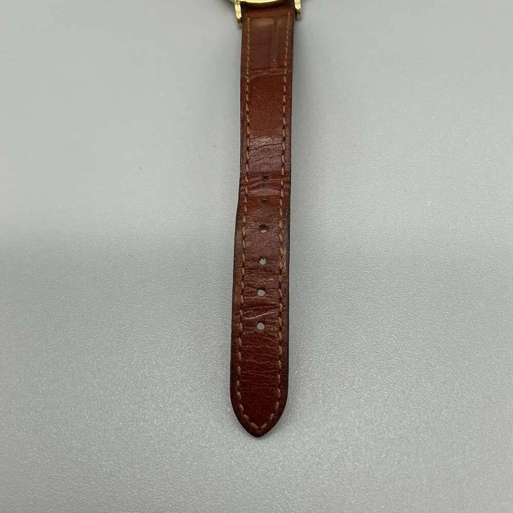 Le Chateau 2201L Womens Watch 24mm Gold Tone Brown Leather Date New Battery